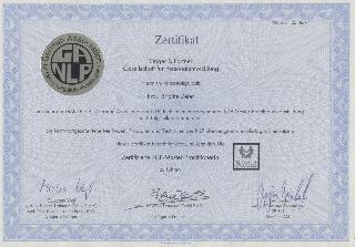 Juni 1997 Zertifikat NLP-Master-Practioner